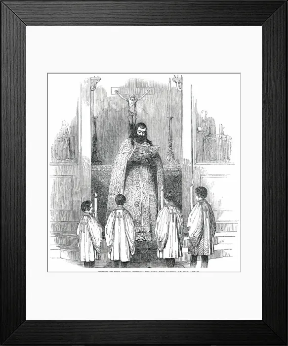 Framed Print : Priest of the Greek Church reading the Gospel at the Altar, 1850. Creator: Unknown Framed Print : Priest of the Greek Church reading the Gospel at the Altar, 1850. Creator: Unknown