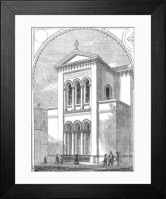 Framed Print : Exterior of the New Greek Church London Wall, 1850. Creator: Unknown Framed Print : Exterior of the New Greek Church London Wall, 1850. Creator: Unknown