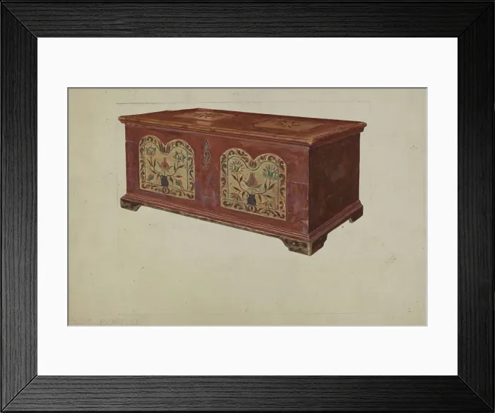 Framed Print : Pa. German Dower Chest, c. 1937. Creator: Francis Borelli Framed Print : Pa. German Dower Chest, c. 1937. Creator: Francis Borelli