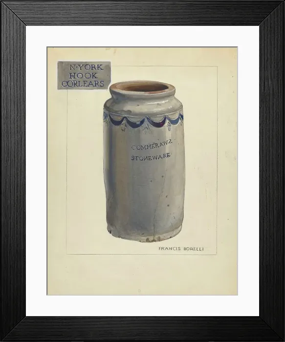 Framed Print : Stoneware Jar, c. 1940. Creator: Francis Borelli Framed Print : Stoneware Jar, c. 1940. Creator: Francis Borelli