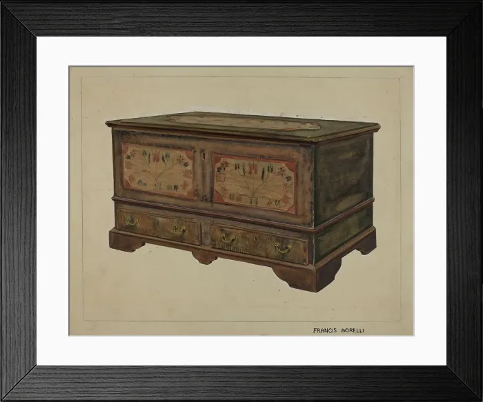 Framed Print : Pa. German Dower Chest, c. 1936. Creator: Francis Borelli Framed Print : Pa. German Dower Chest, c. 1936. Creator: Francis Borelli