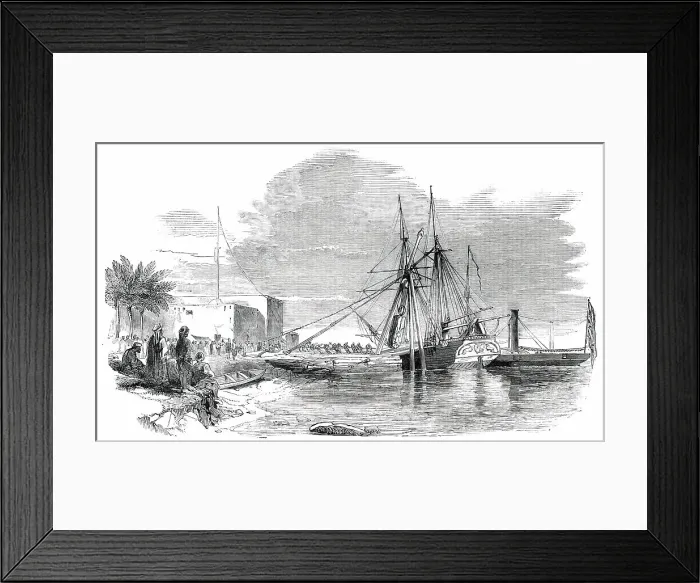 Framed Print : Shipping the Great Bull from Nimroud, at Morghill, on the Euphrates, 1850. Creator: Unknown Framed Print : Shipping the Great Bull from Nimroud, at Morghill, on the Euphrates, 1850. Creator: Unknown