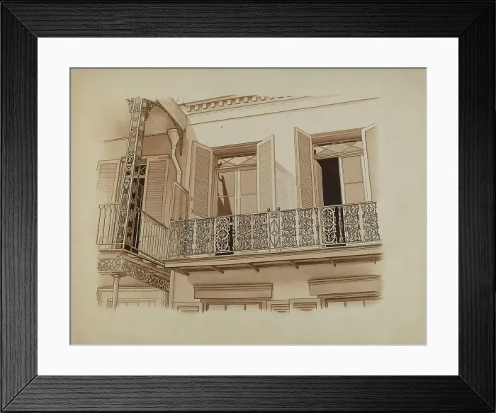 Framed Print : Cast Iron Balcony Rail, c. 1936. Creator: Joseph L. Boyd Framed Print : Cast Iron Balcony Rail, c. 1936. Creator: Joseph L. Boyd