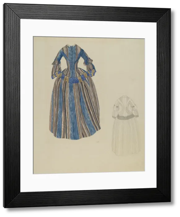 Framed Print : Blue & Grey Striped Dress, c. 1937. Creator: Joseph L. Boyd. Blue & Grey Striped Dress, c. 1937. Creator: Joseph L. Boyd Framed Print : Blue & Grey Striped Dress, c. 1937. Creator: Joseph L. Boyd. Blue & Grey Striped Dress, c. 1937. Creator: Joseph L. Boyd