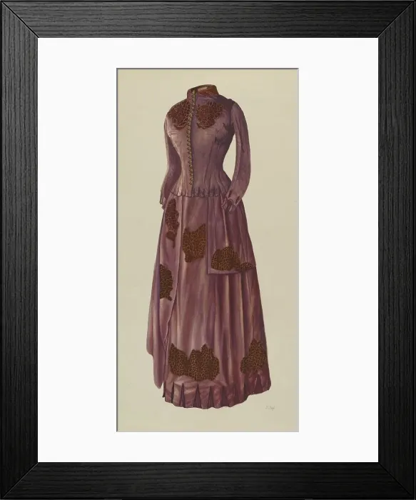 Framed Print : Brown Silk Afternoon Dress, c. 1936. Creator: Joseph L. Boyd Framed Print : Brown Silk Afternoon Dress, c. 1936. Creator: Joseph L. Boyd