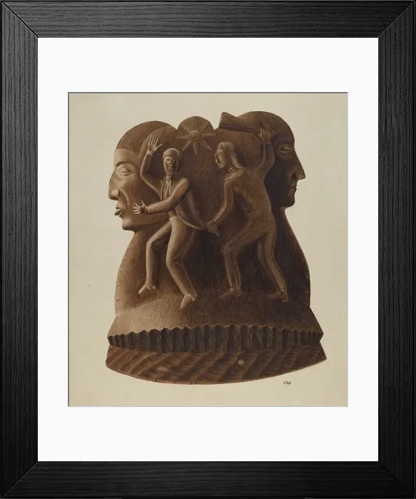 Framed Print : Symbolic Figure Carvings, c. 1938. Creator: Joseph L. Boyd Framed Print : Symbolic Figure Carvings, c. 1938. Creator: Joseph L. Boyd