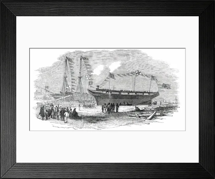 Framed Print : Launch of the Earl of Hardwicke, Whaling Ship, at Cowes, 1850. Creator: Unknown. Launch of the Earl of Hardwicke, Whaling Ship, at Cowes, 1850. Creator: Unknown Framed Print : Launch of the Earl of Hardwicke, Whaling Ship, at Cowes, 1850. Creator: Unknown. Launch of the Earl of Hardwicke, Whaling Ship, at Cowes, 1850. Creator: Unknown