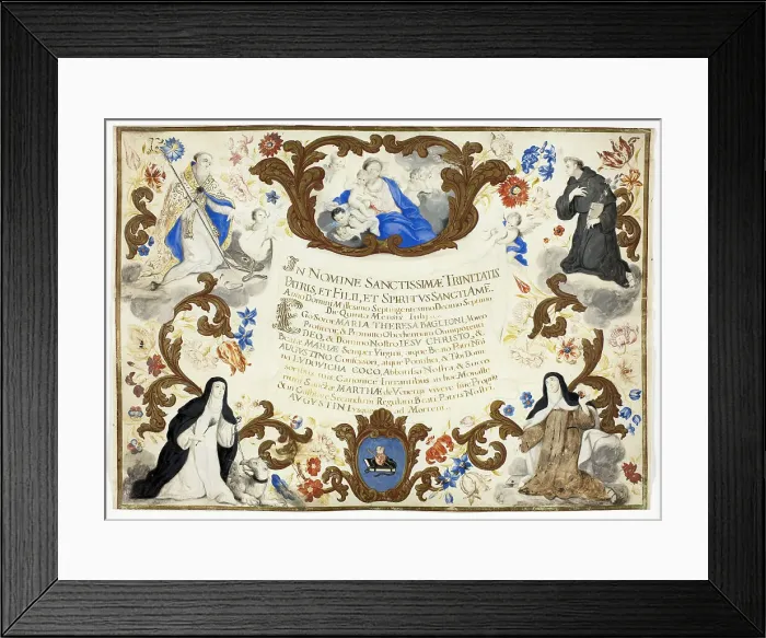 Framed Print : Investiture Certificate of Sister Maria Theresa Baglioni, June 5, 1717. Creator: Unknown Framed Print : Investiture Certificate of Sister Maria Theresa Baglioni, June 5, 1717. Creator: Unknown