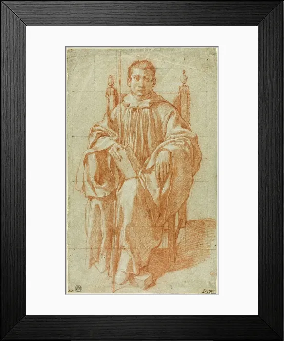 Framed Print : Seated Youth Wearing a Monk's Habit: Study for Saint Benedict, 1590. Creator: Bartolomeo Cesi Framed Print : Seated Youth Wearing a Monk's Habit: Study for Saint Benedict, 1590. Creator: Bartolomeo Cesi