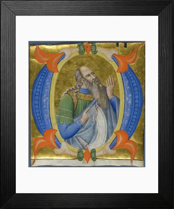 Framed Print : Prophet in a Historiated Initial O from a Gradual, 1392 / 99. Creator: Silvestro dei Gherarducci. Prophet in a Historiated Initial O from a Gradual, 1392 / 99. Creator: Silvestro dei Gherarducci Framed Print : Prophet in a Historiated Initial O from a Gradual, 1392 / 99. Creator: Silvestro dei Gherarducci. Prophet in a Historiated Initial O from a Gradual, 1392 / 99. Creator: Silvestro dei Gherarducci