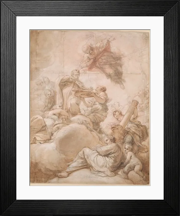Framed Print : Allegory of the Elevation of Cardinal Deacon Oddone Colonna to the Papal Chair as Pope... 1700. Creator: Benedetto Luti Framed Print : Allegory of the Elevation of Cardinal Deacon Oddone Colonna to the Papal Chair as Pope... 1700. Creator: Benedetto Luti