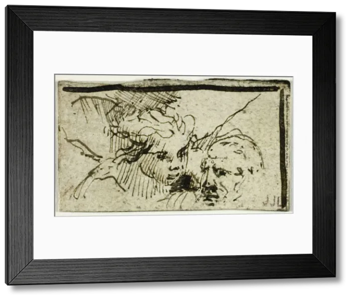 Framed Print : Rembrandt's Sacrifice of Isaac - Heads of Abraham and Angel, after 1655. Creator: Unknown Framed Print : Rembrandt's Sacrifice of Isaac - Heads of Abraham and Angel, after 1655. Creator: Unknown