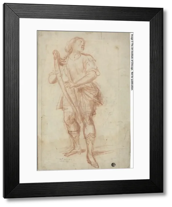 Framed Print : Study (recto); Draped, Seated Female Figure (verso), n.d. Creators: Bernardino Poccetti, Matteo Rosselli, Lodovico Carracci Framed Print : Study (recto); Draped, Seated Female Figure (verso), n.d. Creators: Bernardino Poccetti, Matteo Rosselli, Lodovico Carracci