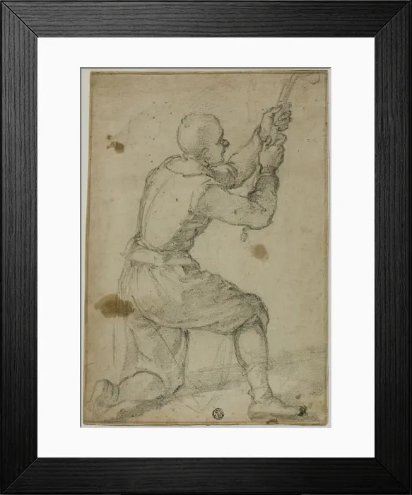Framed Print : Man on Bended Knee, Pulling on Rope, c.1604. Creator: Bernardino Poccetti Framed Print : Man on Bended Knee, Pulling on Rope, c.1604. Creator: Bernardino Poccetti