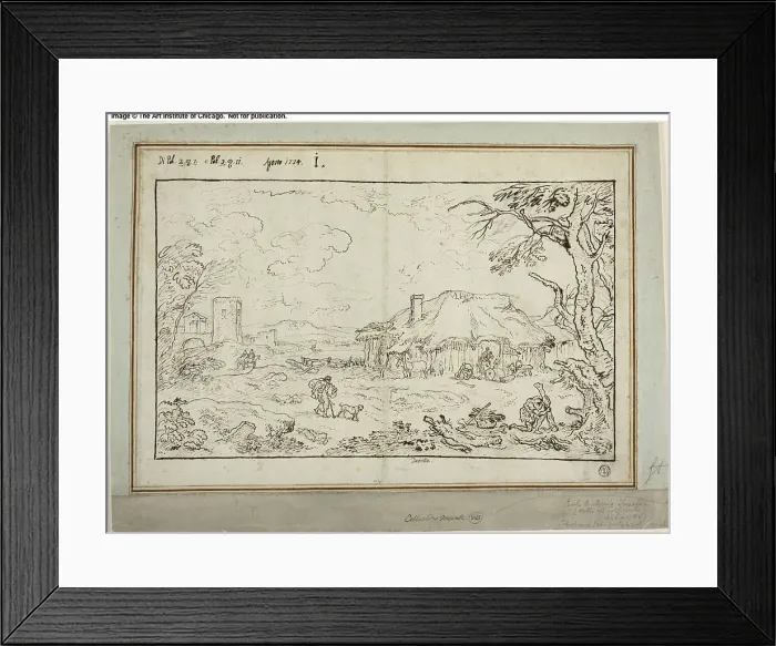 Framed Print : Rural Crossroads, with Farm Buildings in Foreground, 1734. Creator: Carlo Antonio Tavella Framed Print : Rural Crossroads, with Farm Buildings in Foreground, 1734. Creator: Carlo Antonio Tavella