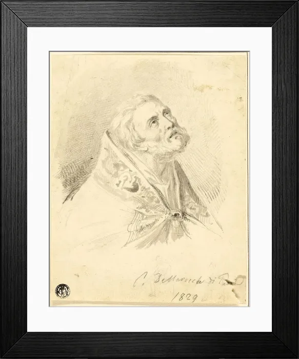 Framed Print : Bust of Bishop Saint, with Slight Figure Sketches, 1829. Creators: Carlo Dellarocca, Paul Delaroche Framed Print : Bust of Bishop Saint, with Slight Figure Sketches, 1829. Creators: Carlo Dellarocca, Paul Delaroche