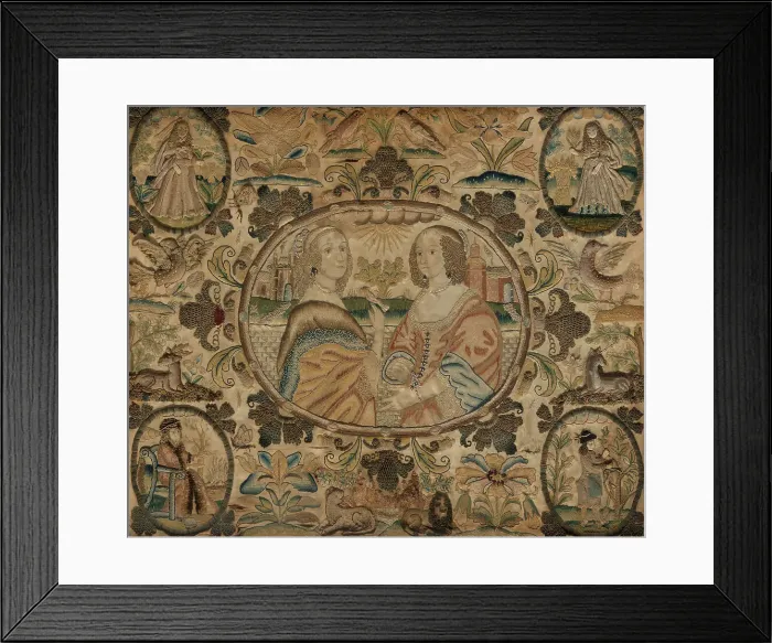 Framed Print : Needlework (Depicting the Four Seasons), England, c. 1660. Creator: Unknown Framed Print : Needlework (Depicting the Four Seasons), England, c. 1660. Creator: Unknown