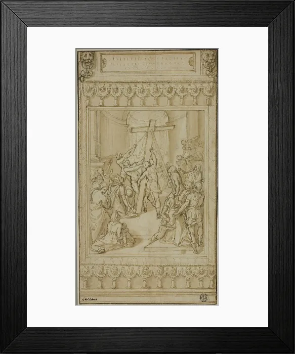 Framed Print : Saint Helena Kneeling before the True Cross, c.1582. Creator: Cesare Nebbia Framed Print : Saint Helena Kneeling before the True Cross, c.1582. Creator: Cesare Nebbia