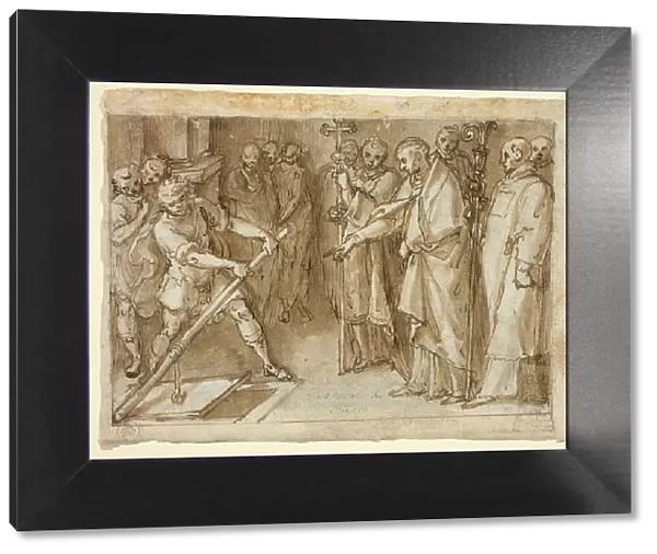 Saint Charles Borromeo Supervising the Opening of a Crypt, c.1604. Creator: Cesare Nebbia