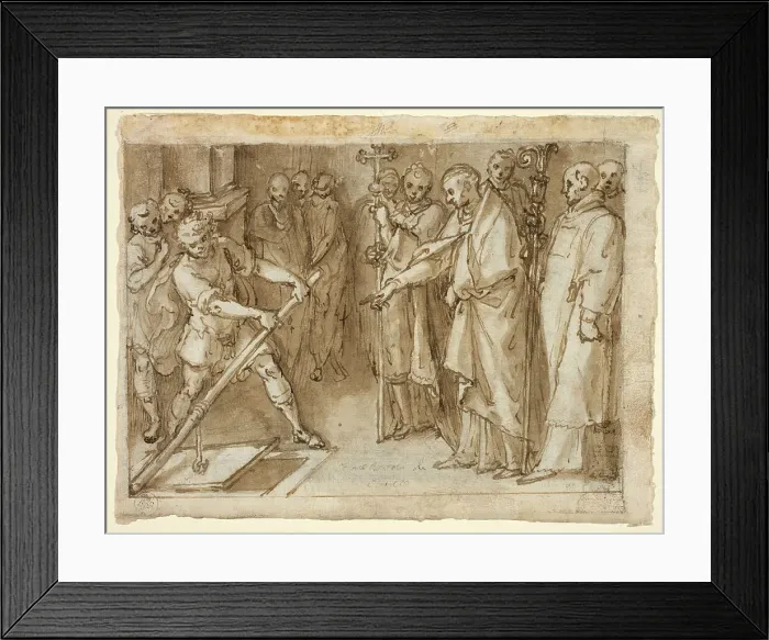 Framed Print : Saint Charles Borromeo Supervising the Opening of a Crypt, c.1604. Creator: Cesare Nebbia Framed Print : Saint Charles Borromeo Supervising the Opening of a Crypt, c.1604. Creator: Cesare Nebbia