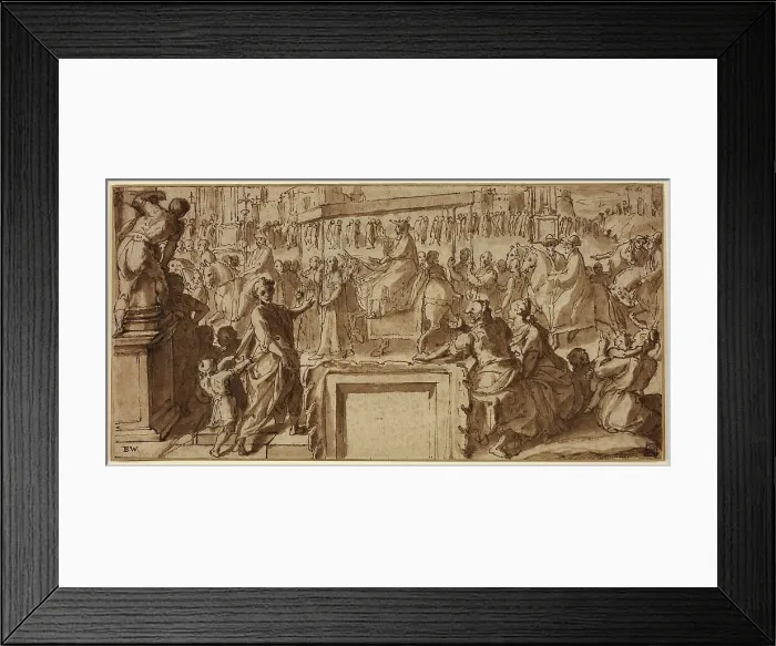 Framed Print : Saint Charles Borromeo Entering the Town of Pavia: Design for a Wall Decoration, c.1604. Creator: Cesare Nebbia Framed Print : Saint Charles Borromeo Entering the Town of Pavia: Design for a Wall Decoration, c.1604. Creator: Cesare Nebbia
