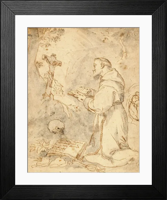Framed Print : Saint Francis Praying, n.d. Creator: Possibly after Bartolomé Estéban Murillo Spanish Framed Print : Saint Francis Praying, n.d. Creator: Possibly after Bartolomé Estéban Murillo Spanish
