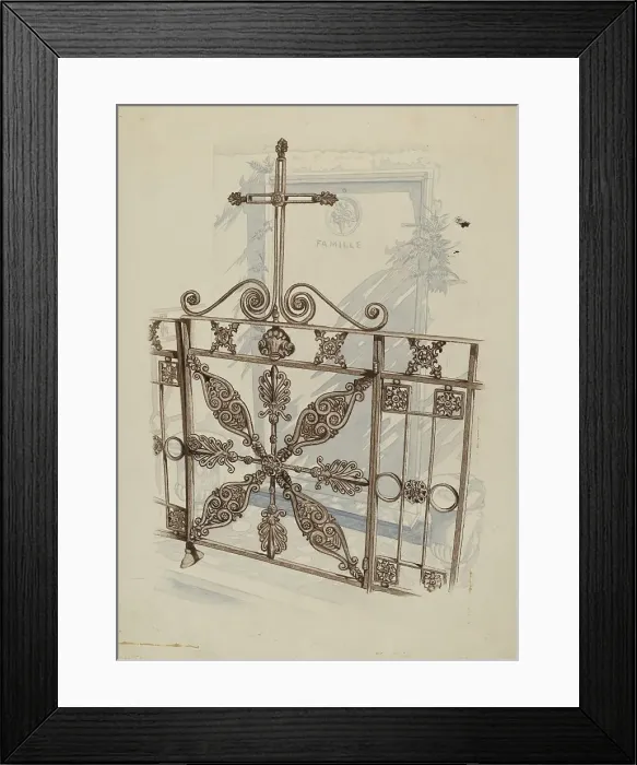 Framed Print : Iron Fence and Railing, c. 1936. Creator: Joseph L. Boyd Framed Print : Iron Fence and Railing, c. 1936. Creator: Joseph L. Boyd