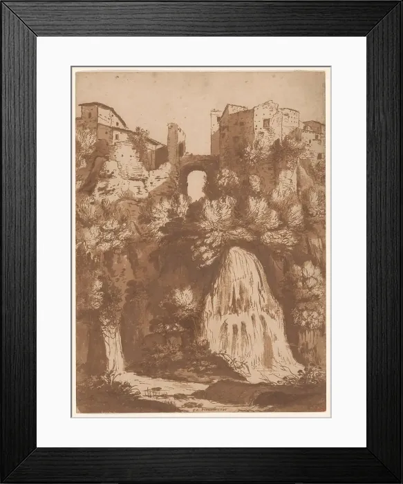 Framed Print : View of Tivoli with the Bridge Over the Anio Waterfall, 1620. Creator: Cornelis van Poelenburgh Framed Print : View of Tivoli with the Bridge Over the Anio Waterfall, 1620. Creator: Cornelis van Poelenburgh