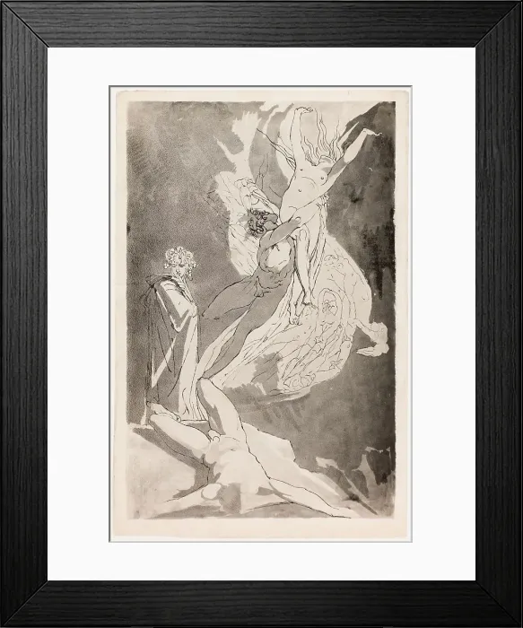 Framed Print : Dante Swoons before the Soaring Souls of Paolo and Francesca, Virgil at his Side, c.1818. Creator: Henry Fuseli Framed Print : Dante Swoons before the Soaring Souls of Paolo and Francesca, Virgil at his Side, c.1818. Creator: Henry Fuseli
