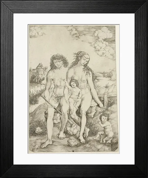 Framed Print : Adam and Eve with the Infants Cain and Abel, c.1500. Creator: Cristofano di Michele Martini Framed Print : Adam and Eve with the Infants Cain and Abel, c.1500. Creator: Cristofano di Michele Martini