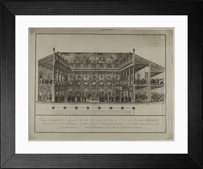 Framed Print : Side Elevation and Perspective of Grand Ballroom, n.d. Creator: Domenico Cagnoni Framed Print : Side Elevation and Perspective of Grand Ballroom, n.d. Creator: Domenico Cagnoni