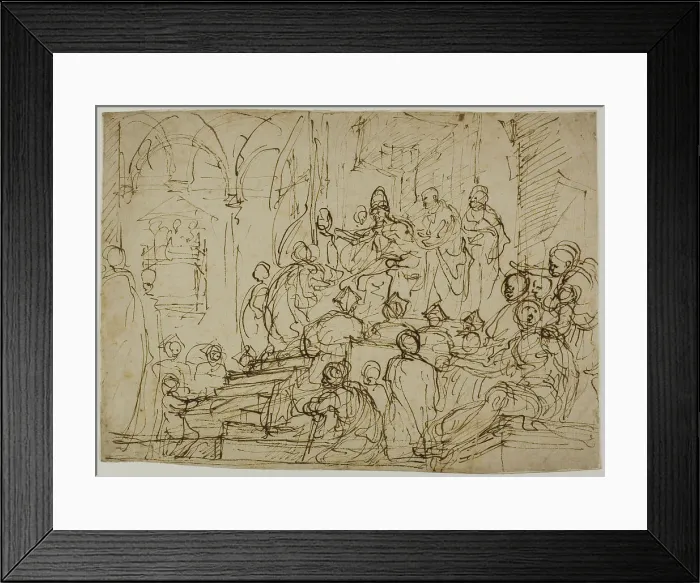 Framed Print : Enthroned King with Attendants, n.d. Creator: Domenico Cresti