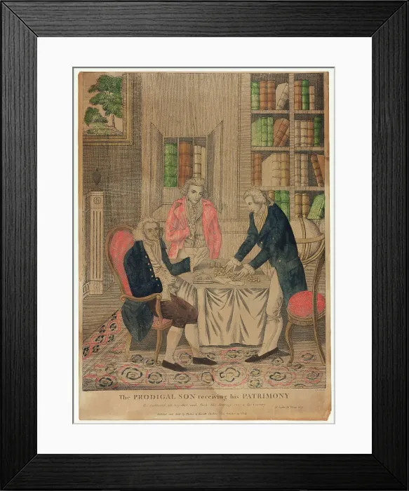 Framed Print : The Prodigal Son Receiving His Patrimony, n.d. Creator: Amos Doolittle Framed Print : The Prodigal Son Receiving His Patrimony, n.d. Creator: Amos Doolittle