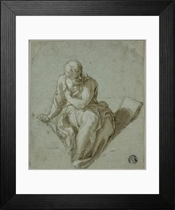 Framed Print : Seated Prophet or Evangelist Writing, n.d. Creator: Giuseppe Porta Framed Print : Seated Prophet or Evangelist Writing, n.d. Creator: Giuseppe Porta