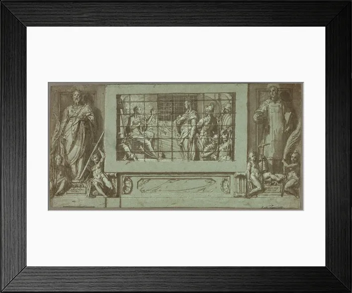 Framed Print : Saint Catherine in Prison Converting the Empress Faustina to Christianity, Flanked... 1570 / 71. Creator: Federico Zuccaro Framed Print : Saint Catherine in Prison Converting the Empress Faustina to Christianity, Flanked... 1570 / 71. Creator: Federico Zuccaro
