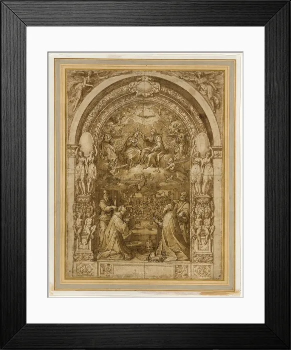 Framed Print : Coronation of the Virgin, with the Martyrdom of Saint Lawrence, c.1570. Creator: Federico Zuccaro Framed Print : Coronation of the Virgin, with the Martyrdom of Saint Lawrence, c.1570. Creator: Federico Zuccaro