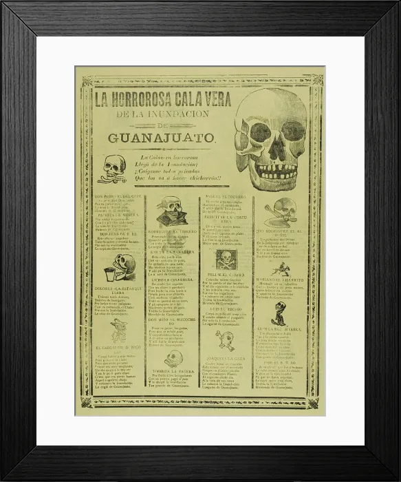 Framed Print : The Horrible Calavera of the Flooding of Guanajuato, 1900 / 10. Creators: Manuel Manilla, José Guadalupe Posada Framed Print : The Horrible Calavera of the Flooding of Guanajuato, 1900 / 10. Creators: Manuel Manilla, José Guadalupe Posada