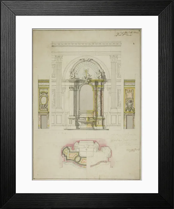 Framed Print : Design for an Altar in the Church of the Confraternity of Santissima Trinita, Turin, c.1734. Creator: Filippo Juvara Framed Print : Design for an Altar in the Church of the Confraternity of Santissima Trinita, Turin, c.1734. Creator: Filippo Juvara