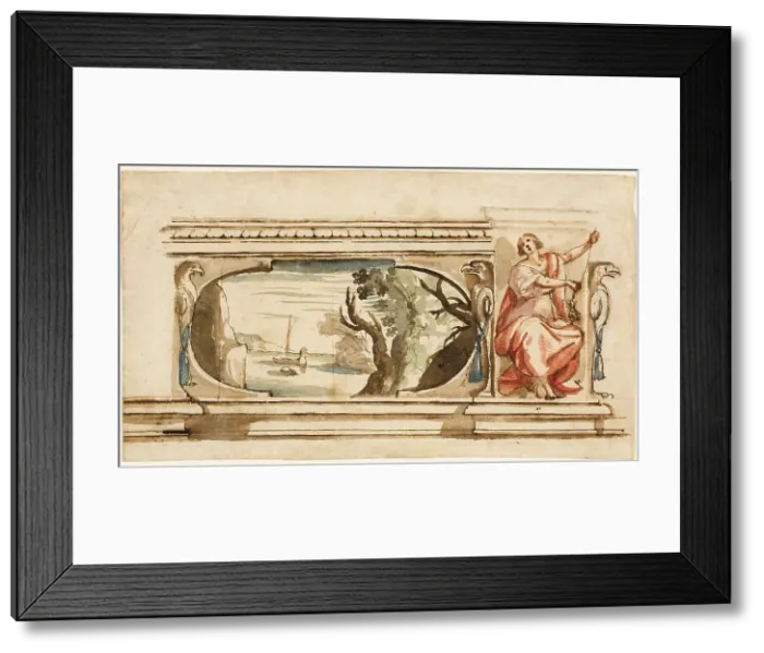 Framed Print : Study for a Painted Frieze, 1625 / 27. Creator: Flaminio Allegrini Framed Print : Study for a Painted Frieze, 1625 / 27. Creator: Flaminio Allegrini