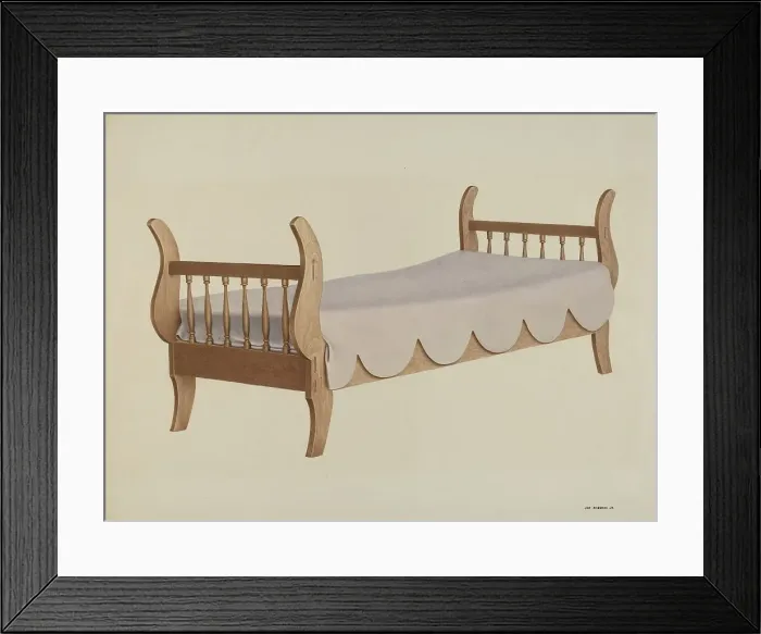 Framed Print : Sleigh Bed, c. 1940. Creator: Joe Brennan Framed Print : Sleigh Bed, c. 1940. Creator: Joe Brennan