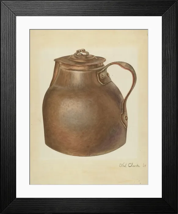 Framed Print : Copper Water Vessel, 1939. Creator: Ethel Clarke Framed Print : Copper Water Vessel, 1939. Creator: Ethel Clarke