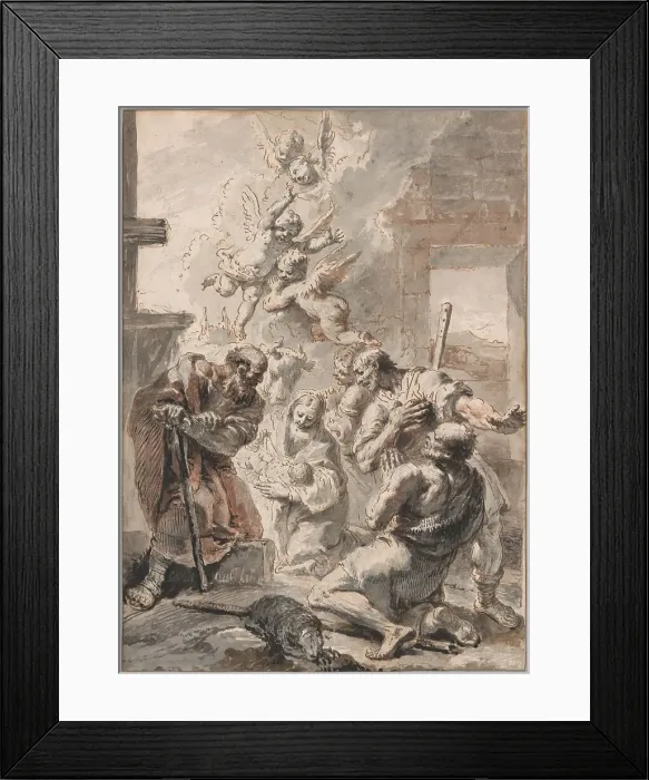 Framed Print : Adoration of the Shepherds, c.1750. Creator: Francesco Fontebasso Framed Print : Adoration of the Shepherds, c.1750. Creator: Francesco Fontebasso