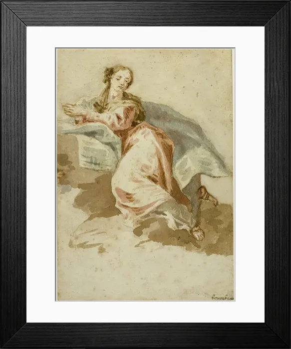 Framed Print : Draped Female Figure at Prayer, n.d. Creator: Francesco Fontebasso Framed Print : Draped Female Figure at Prayer, n.d. Creator: Francesco Fontebasso