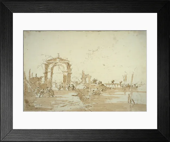 Framed Print : Gateway Near a Landing Bridge, 1780 / 85. Creator: Francesco Guardi Framed Print : Gateway Near a Landing Bridge, 1780 / 85. Creator: Francesco Guardi