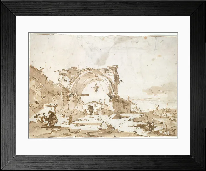 Framed Print : A Capriccio with a Ruined Gothic Arch, 1770 / 89. Creator: Francesco Guardi Framed Print : A Capriccio with a Ruined Gothic Arch, 1770 / 89. Creator: Francesco Guardi