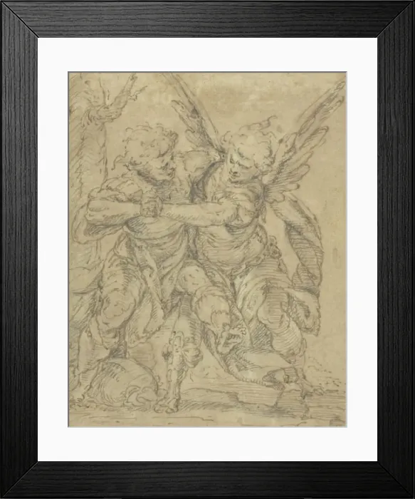 Framed Print : Jacob Wrestling with the Angel, n.d. Creator: Francesco Merano Framed Print : Jacob Wrestling with the Angel, n.d. Creator: Francesco Merano
