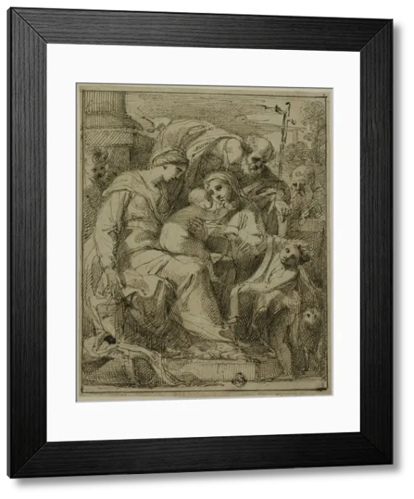 Framed Print : Holy Family with Female Saint and Infant Saint John the Baptist, n.d. Creator: Giuseppe Santi Framed Print : Holy Family with Female Saint and Infant Saint John the Baptist, n.d. Creator: Giuseppe Santi