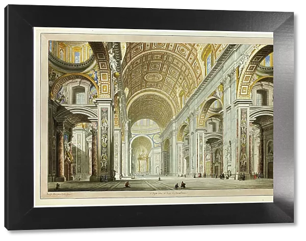 Interior View of the Church of St. Peter's in the Vatican, c.1770. Creator: Francesco Panini
