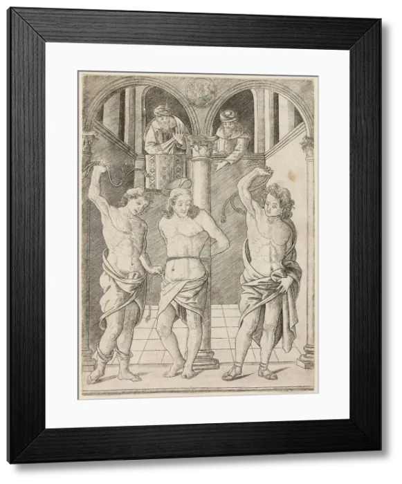 Framed Print : The Flagellation, plate 7 from the Life of the Virgin and Christ, c.1470. Creator: Francesco Rosselli Framed Print : The Flagellation, plate 7 from the Life of the Virgin and Christ, c.1470. Creator: Francesco Rosselli