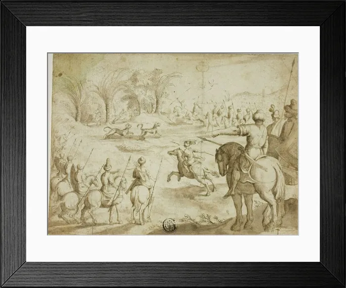 Framed Print : Leopard Hunt in Persia, n.d. Creator: Unknown Framed Print : Leopard Hunt in Persia, n.d. Creator: Unknown